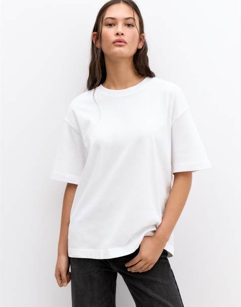 Pull&Bear oversized t-shirt in white - view 1