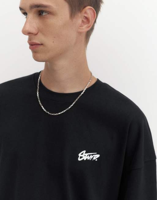 Pull&Bear oversized T-shirt in zwart, 3 van 5