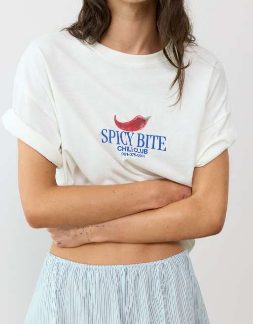 Pull&Bear oversized T-shirt med chili-grafik i is, 3 af 7