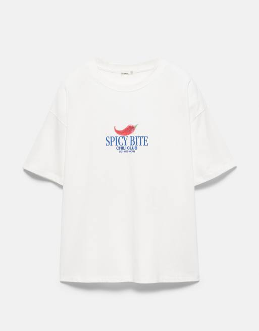 Pull&Bear oversized T-shirt med chili-grafik i is, 5 af 7