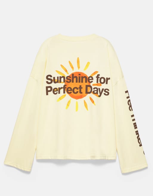 Pull&Bear oversized T-shirt med solgrafik i gul, 6 af 6
