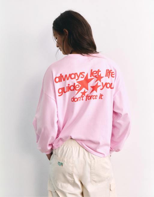 Pull&Bear oversized T-shirt med stjerneprint i pink, 2 af 7