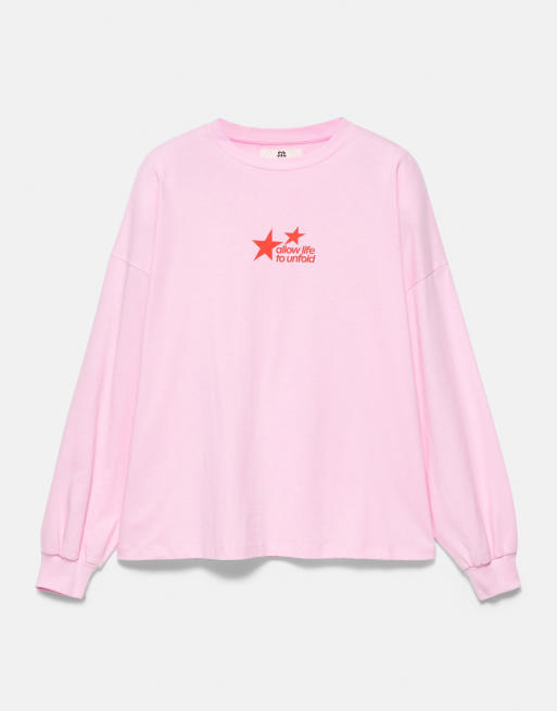 Pull&Bear oversized T-shirt med stjerneprint i pink, 6 af 7