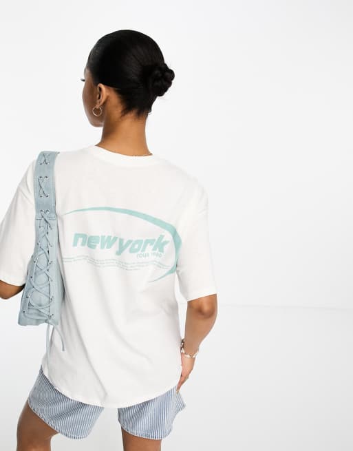 Pull&Bear - Oversized T-shirt met grafische 'New York' print in wit