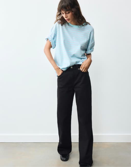 Pull&Bear oversized T-shirt met korte mouwen in lichtblauw, 4 van 7