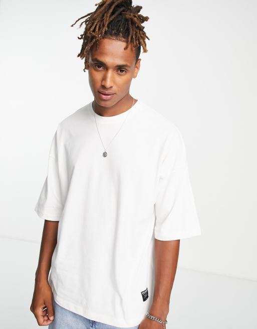 Pull&Bear oversized t-shirt with drop shoulder in white