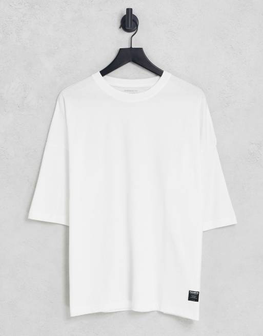 Pull&Bear oversized t-shirt with drop shoulder in white