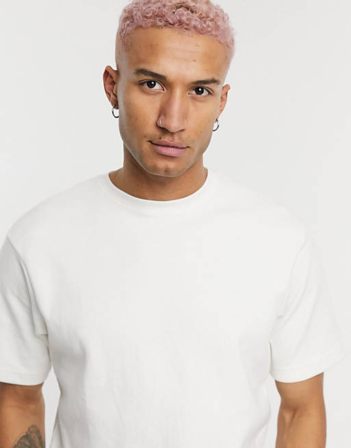 Pull&Bear oversized t-shirt with label detail in white | ASOS
