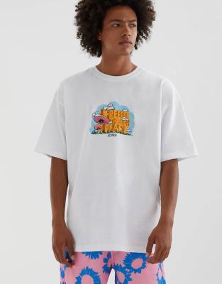pull and bear mushroom printed t shirt