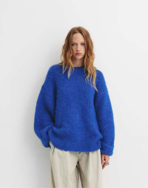 Pull&Bear - Oversized trui in diepblauw - view 1