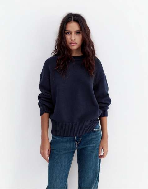 Pull&Bear - Oversized trui in marineblauw - view 1