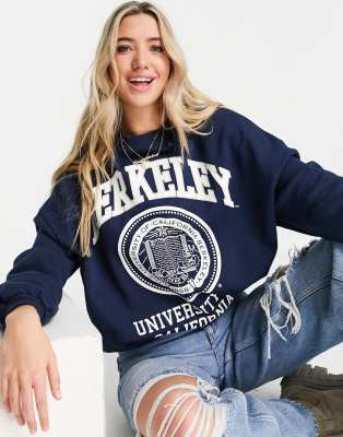 Pull&Bear raglan sweatshirt in navy