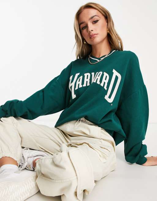 Pull&Bear - Oversized varsity-trui in groen
