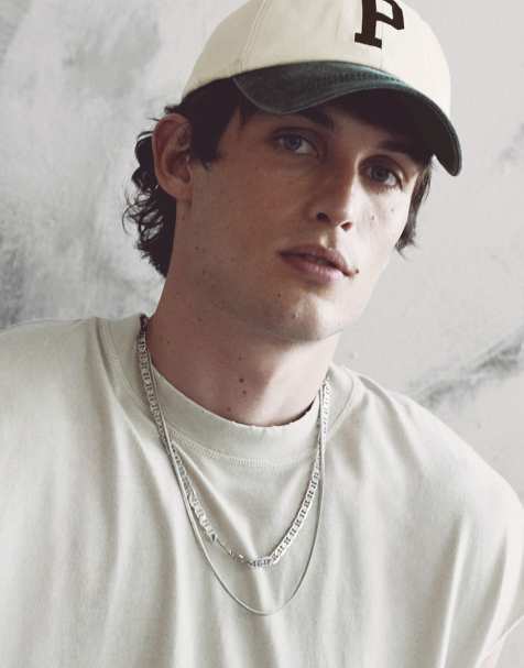 Pull&Bear P embroidered cap in grey - view 1