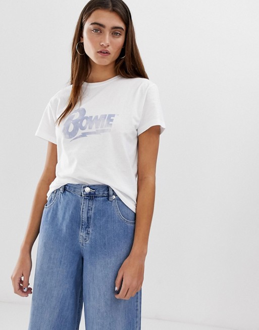 Pull&Bear Pacific Bowie t-shirt in white