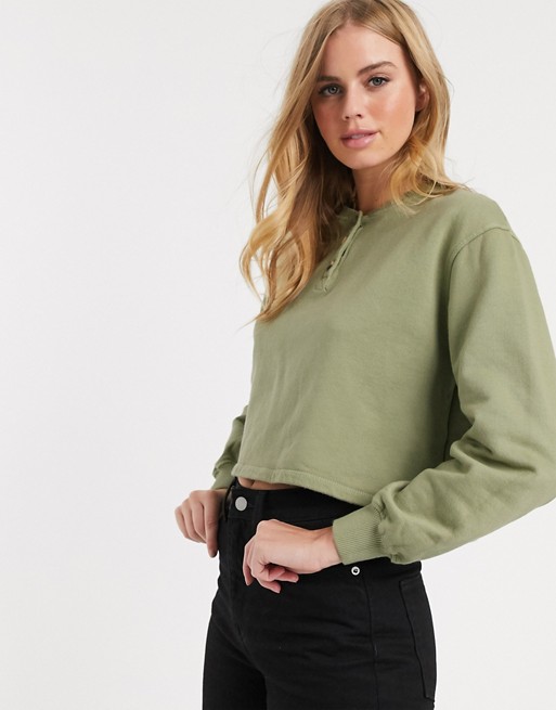 Pull&Bear Pacific button front top in khaki