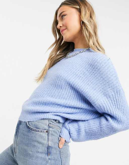 Pull&Bear pacific chunky knit sweater in blue