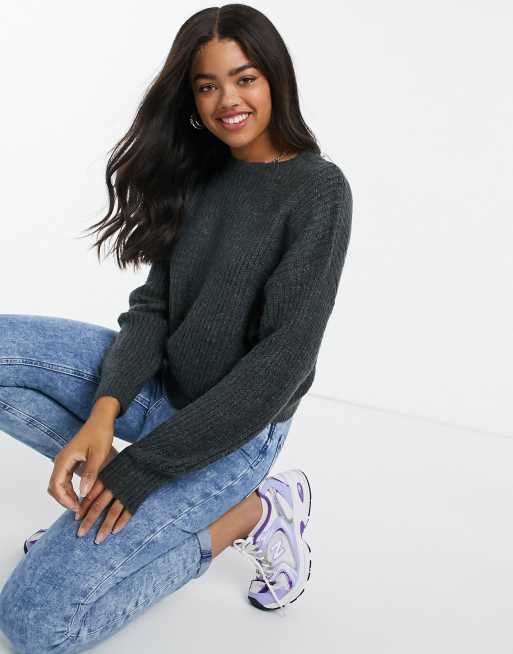 Pull&Bear pacific chunky knit sweater in blue