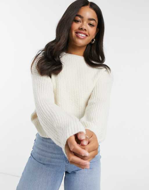 Pull&Bear – Pacific – Naturfarbener Grobstrickpullover