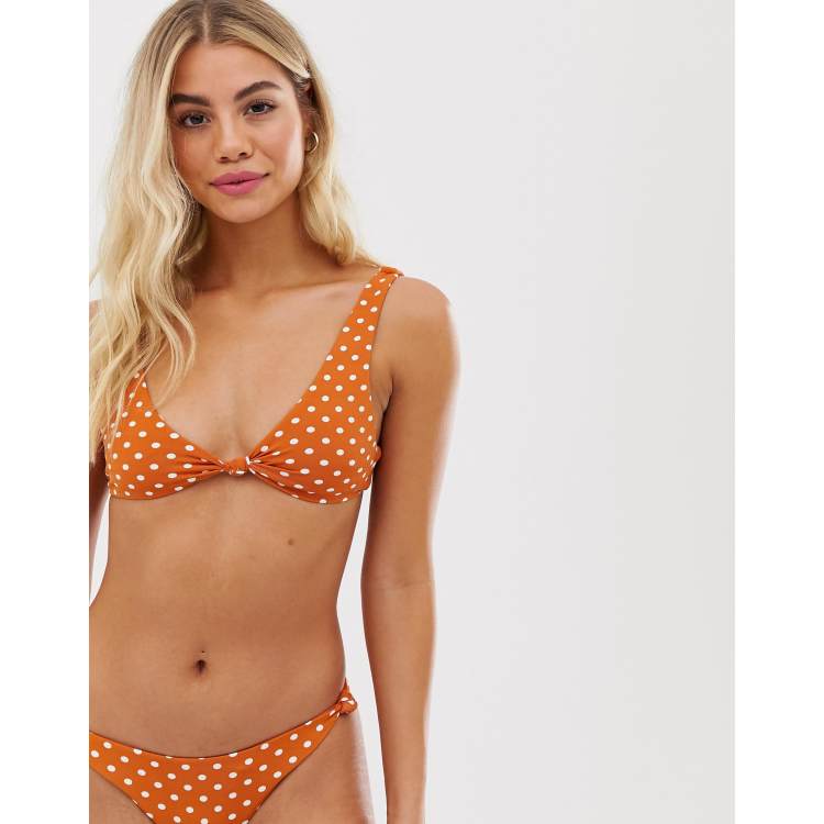 Knotted scoop red store polka dot bikini