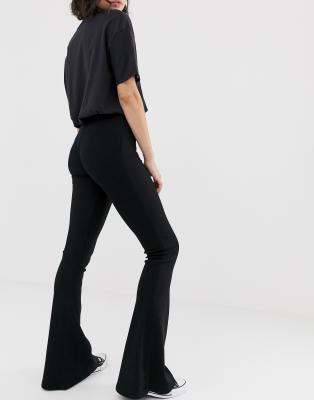 ribbed jersey flare trousers