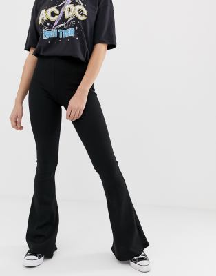 black jersey flare trousers