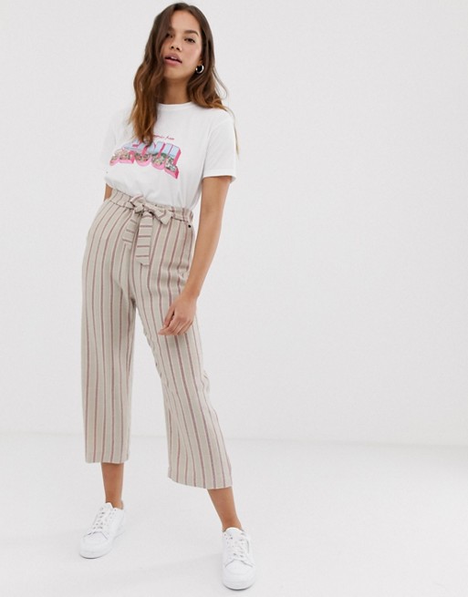 Pull&Bear pacific trousers in pink stripe