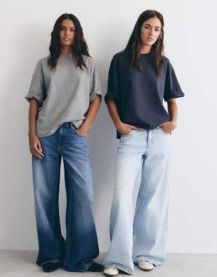 Pull & Bear - Pack mit Oversize-T-Shirts in Marineblau