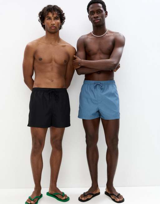 Pull&Bear pack of 2 basic swimming trunks in multi