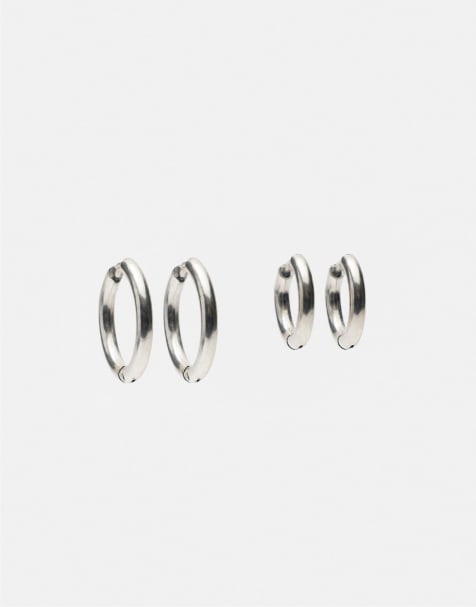 Pull&Bear Pack of 2 hoop earrings in others - view 1