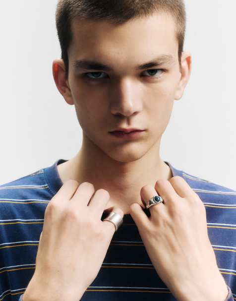 Pull&Bear Pack of 2 irregular rings in others - view 1