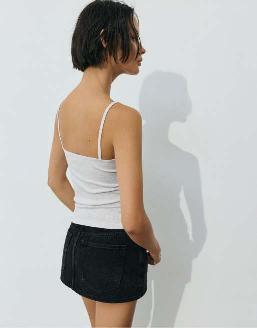 Pull&Bear Pack of 2 tops with thin straps in white/black, 4 of 4