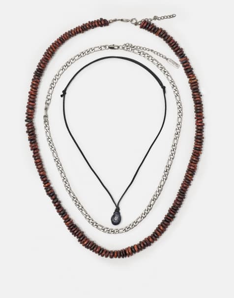 Pull&Bear Pack of 3 bead and stone necklaces in others - view 1