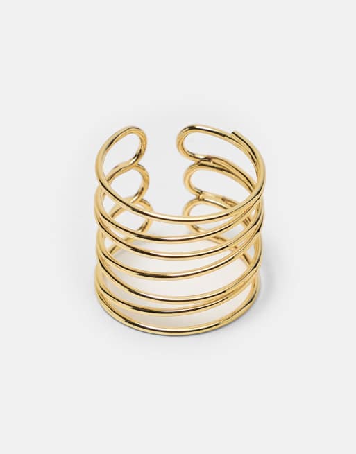 Pull&Bear Pack of 3 crossover rings in gold, 3 of 5