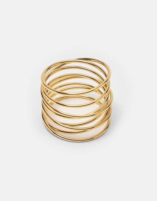 Pull&Bear Pack of 3 crossover rings in gold, 5 of 5