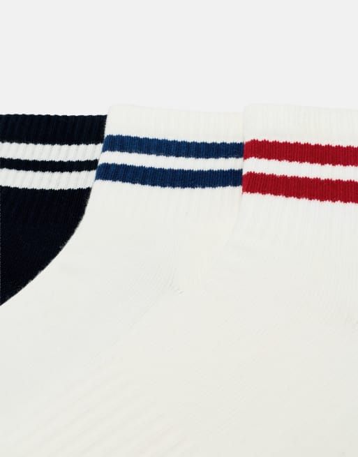Pull&Bear Pack of 3 pairs of striped socks in navy, 2 of 4