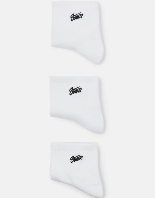 Pull&Bear Pack of 3 pairs of stwd socks in white, 3 of 4