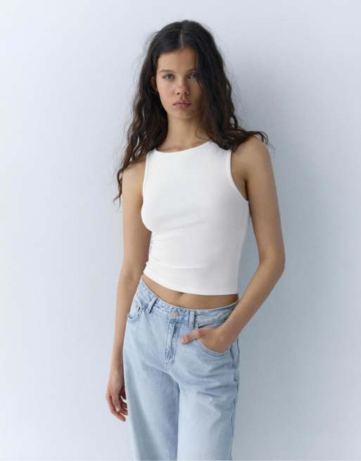 Pull&Bear Pack of 3 tank tops in navy, 2 of 4