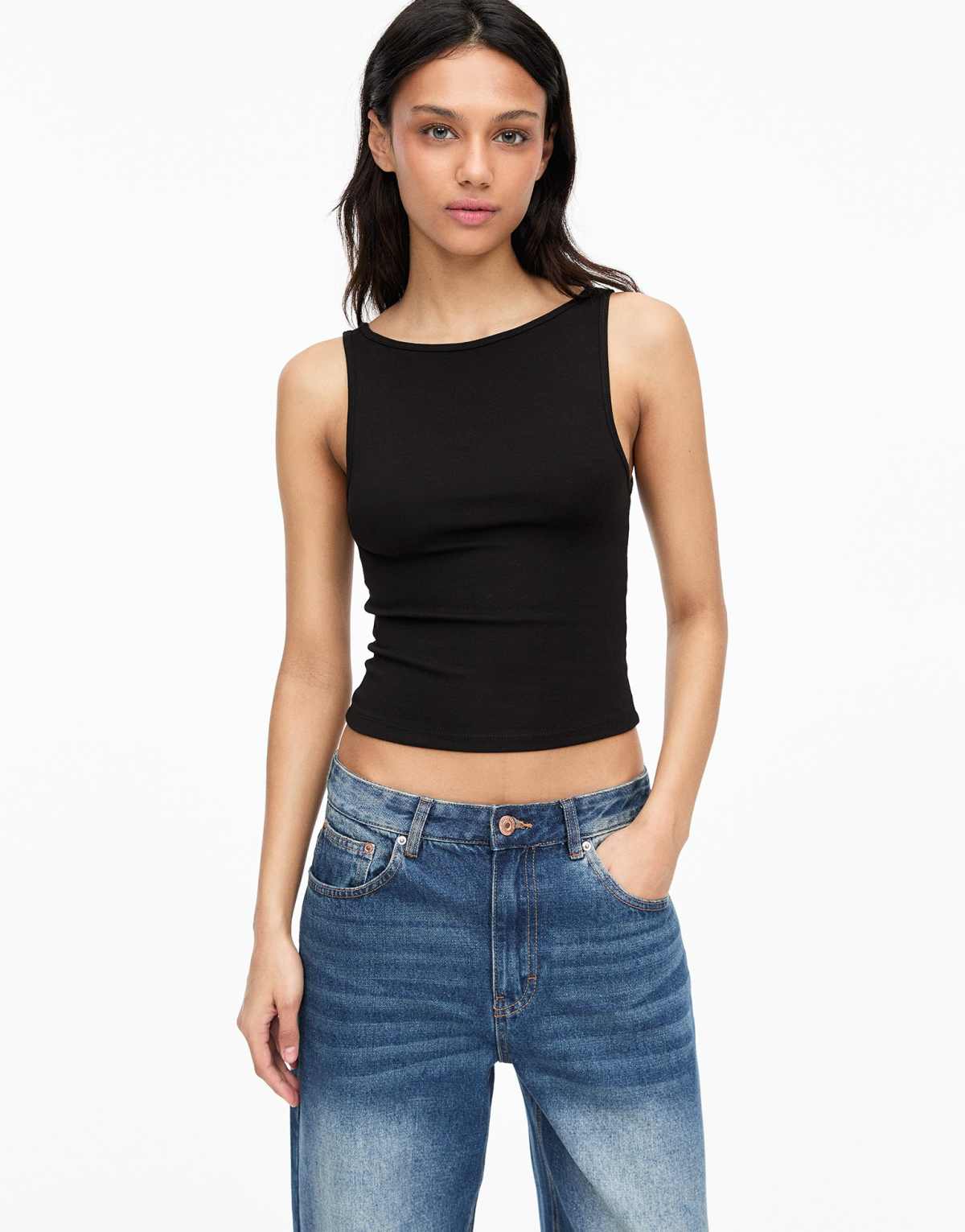 Pull&Bear pack of 3 tank tops in ochre