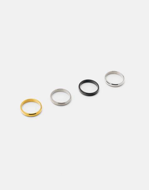 Pull&Bear Pack of 4 basic rings in others - view 1