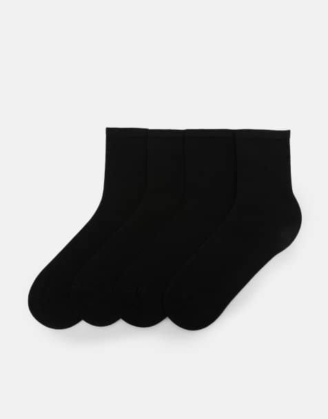 Pull&Bear Pack of 4 fine black socks in black - view 1