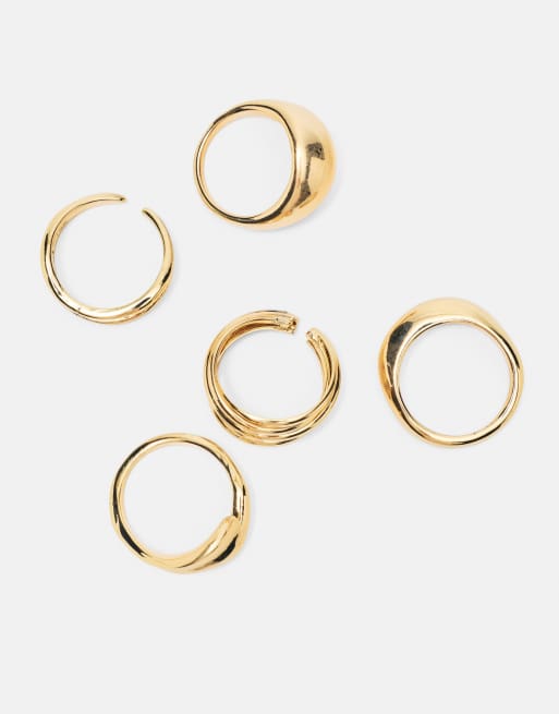 Pull&Bear Pack of 5 basic rings in gold, 4 of 4