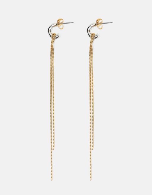 Pull&Bear Pack of 6 chain ear cuff earrings in gold, 4 of 4
