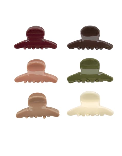 Pull&Bear Pack of 6 mini hair clips in brown - view 1
