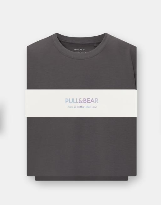 Pull&Bear pack of basic bermuda shorts and t-shirt in anthracite grey, 6 of 7