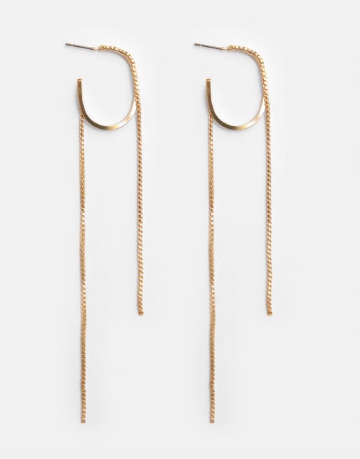 Pull&Bear Pack of hoop and chain earrings in gold