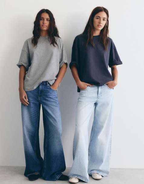 Pull&Bear Pack of oversize t-shirts in navy and grey - view 1