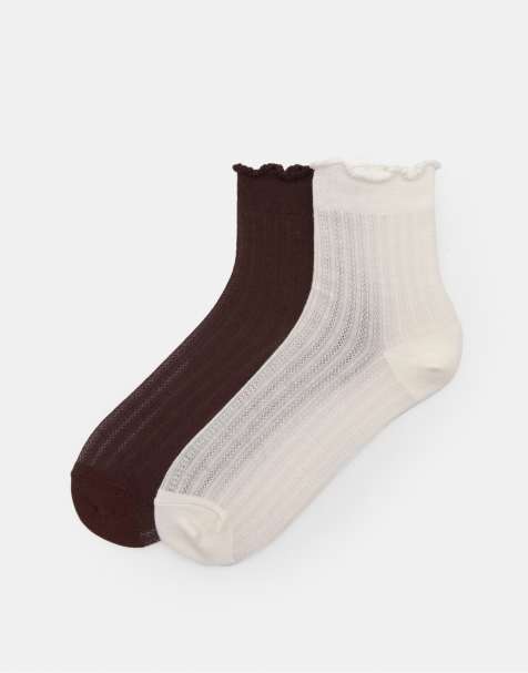 Pull&Bear Pack of ribbed socks in brown - view 1