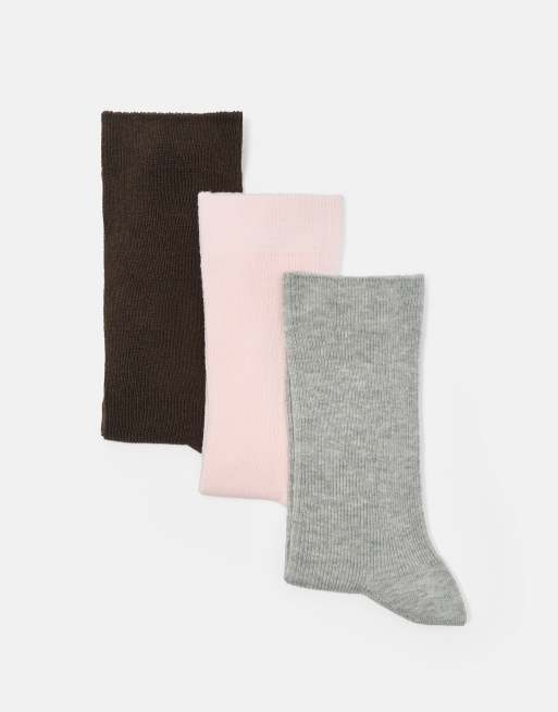 Pull&Bear Pack of ribbed socks in pink, 3 of 3