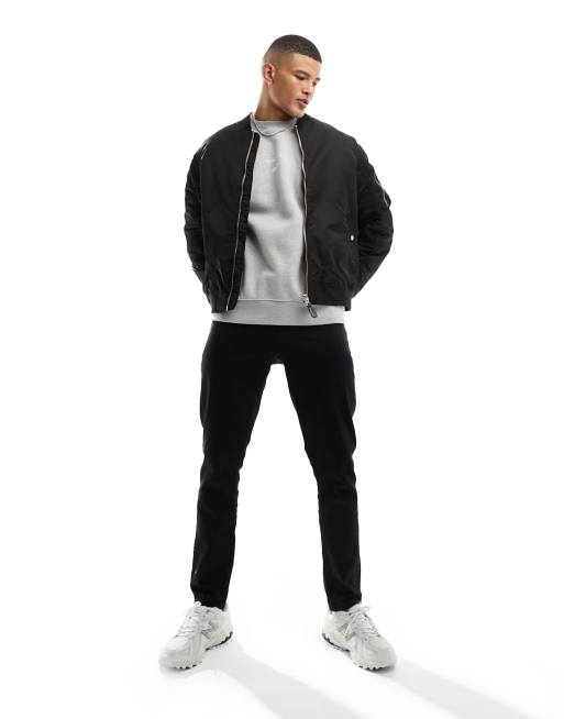 Padded nylon bomber jacket with Web in white